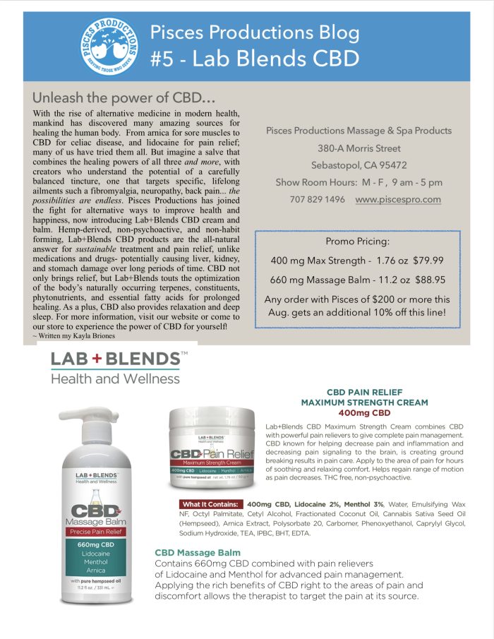 Lab Blends All Natural Cbd Pain Relief Pisces Productions